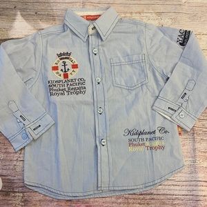 KidsPlanet Boys Button Down Shirt • Regatta Royal Trophy• Sz 3 • NEW!